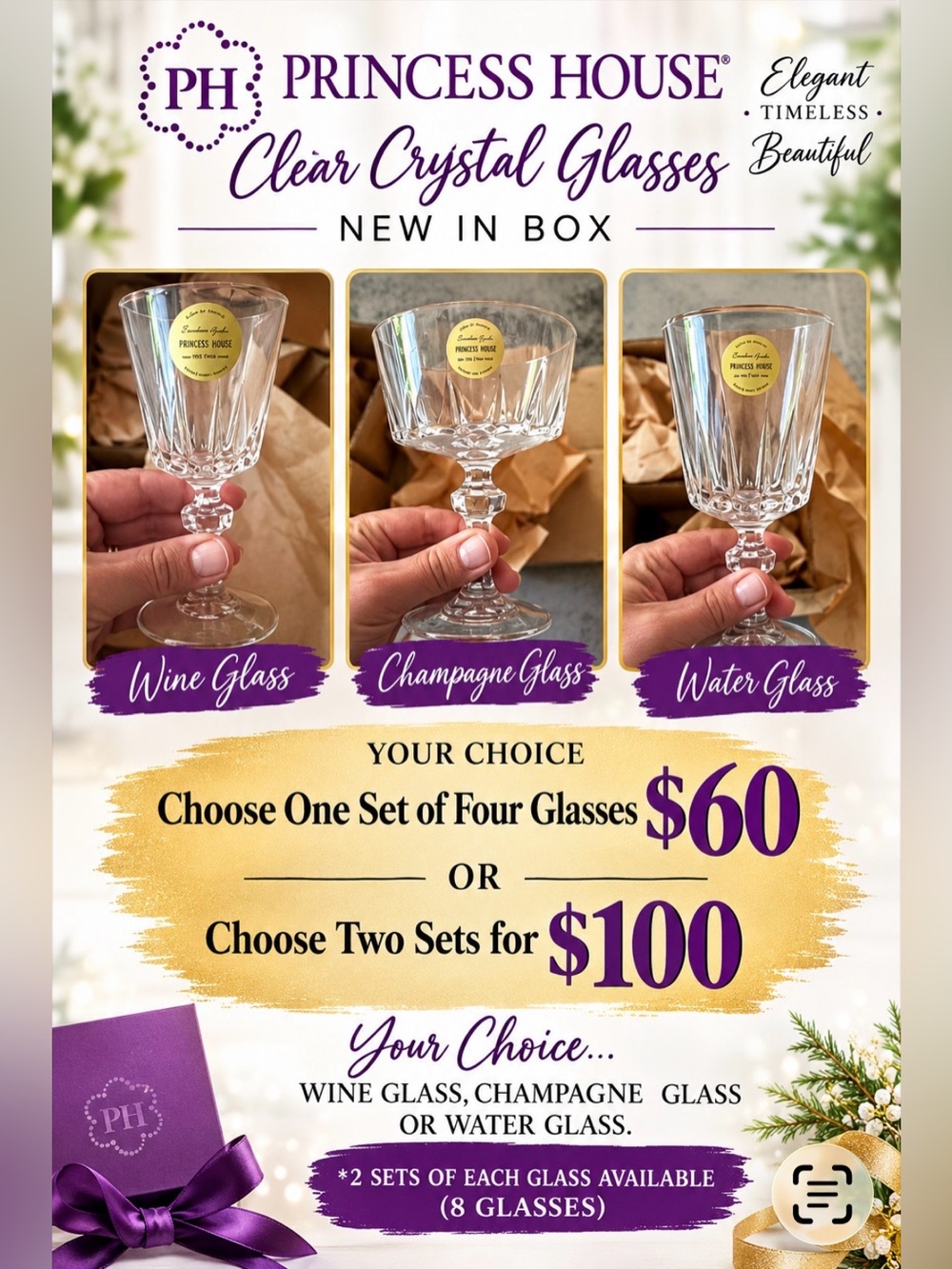 Princess House Glasses- Pick a Set! (4 glasses)